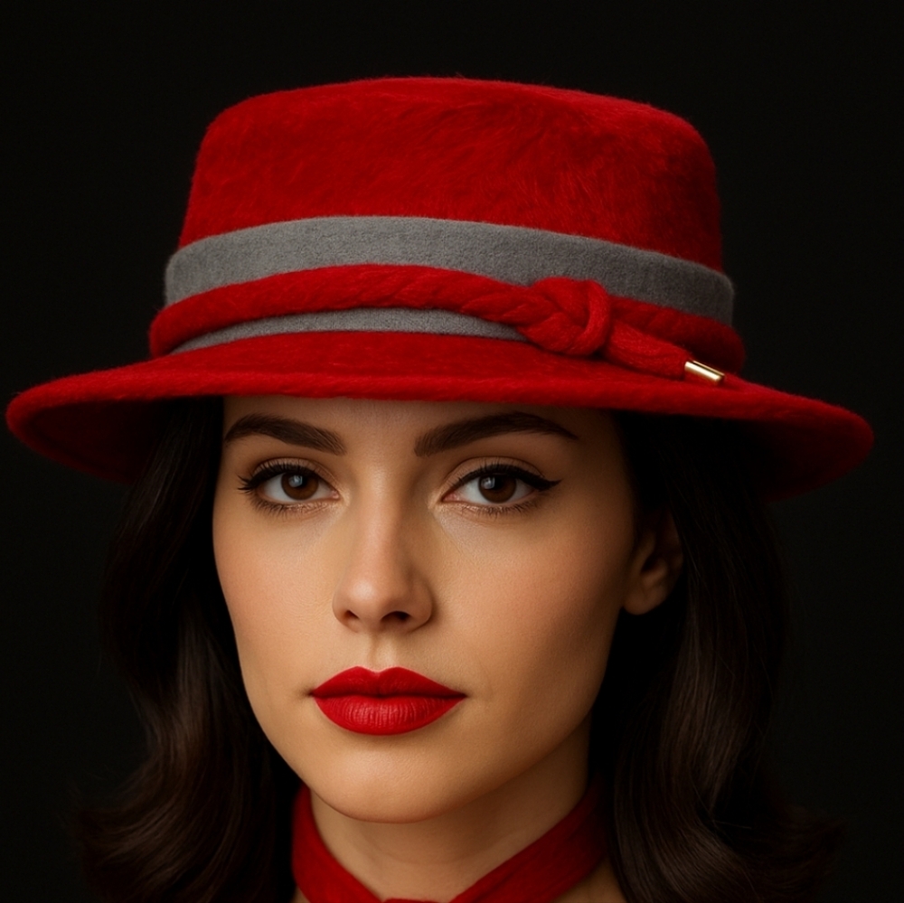 MR JOHN New York Paris Vintage Red Italian Fur Felt Hat Classic 1950s Hollywood - Picture 9 of 10